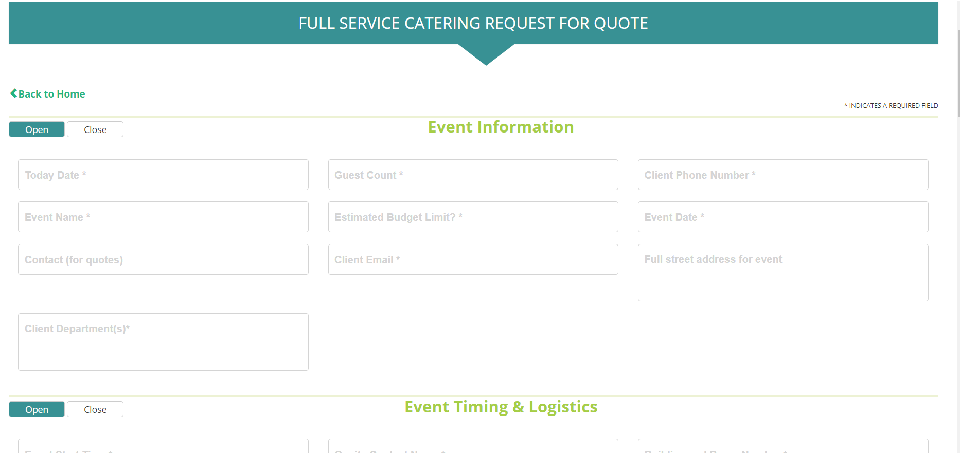eStores Catering Ordering