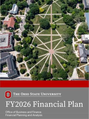 Cover page art of OSU oval for FY26 Financial Plan