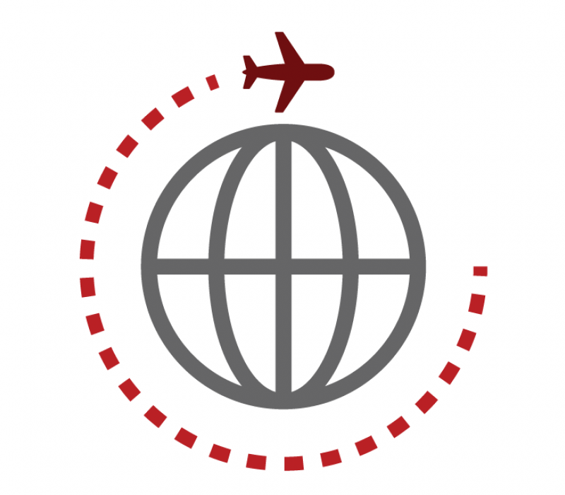 Image of globe with plane flying around