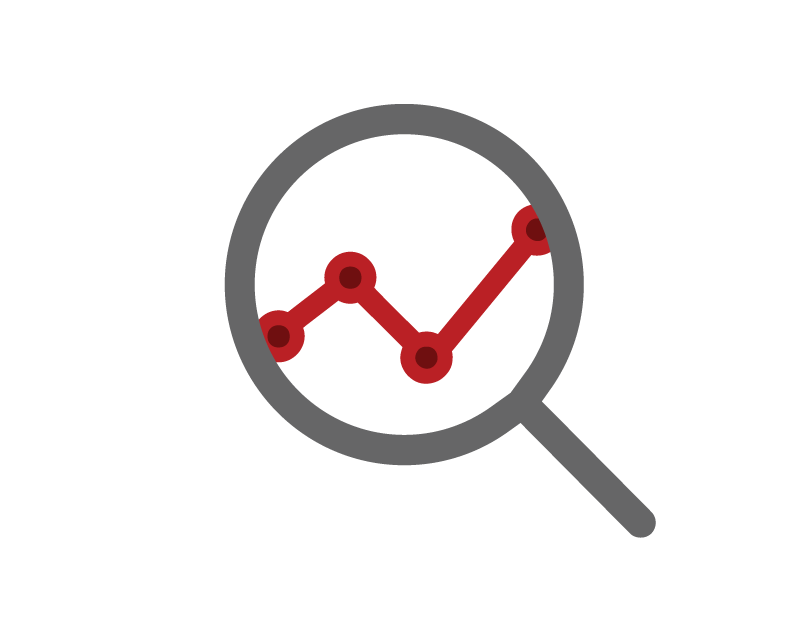 Image of search icon with data points denoting financial reports section